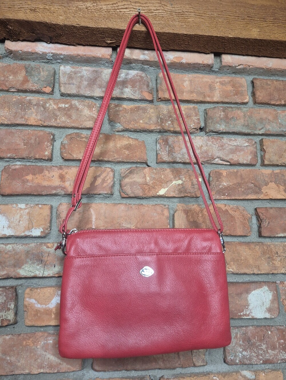 The Trend Red Leather Crossbody Purse Wallet Organizer Bag Made in Italy
